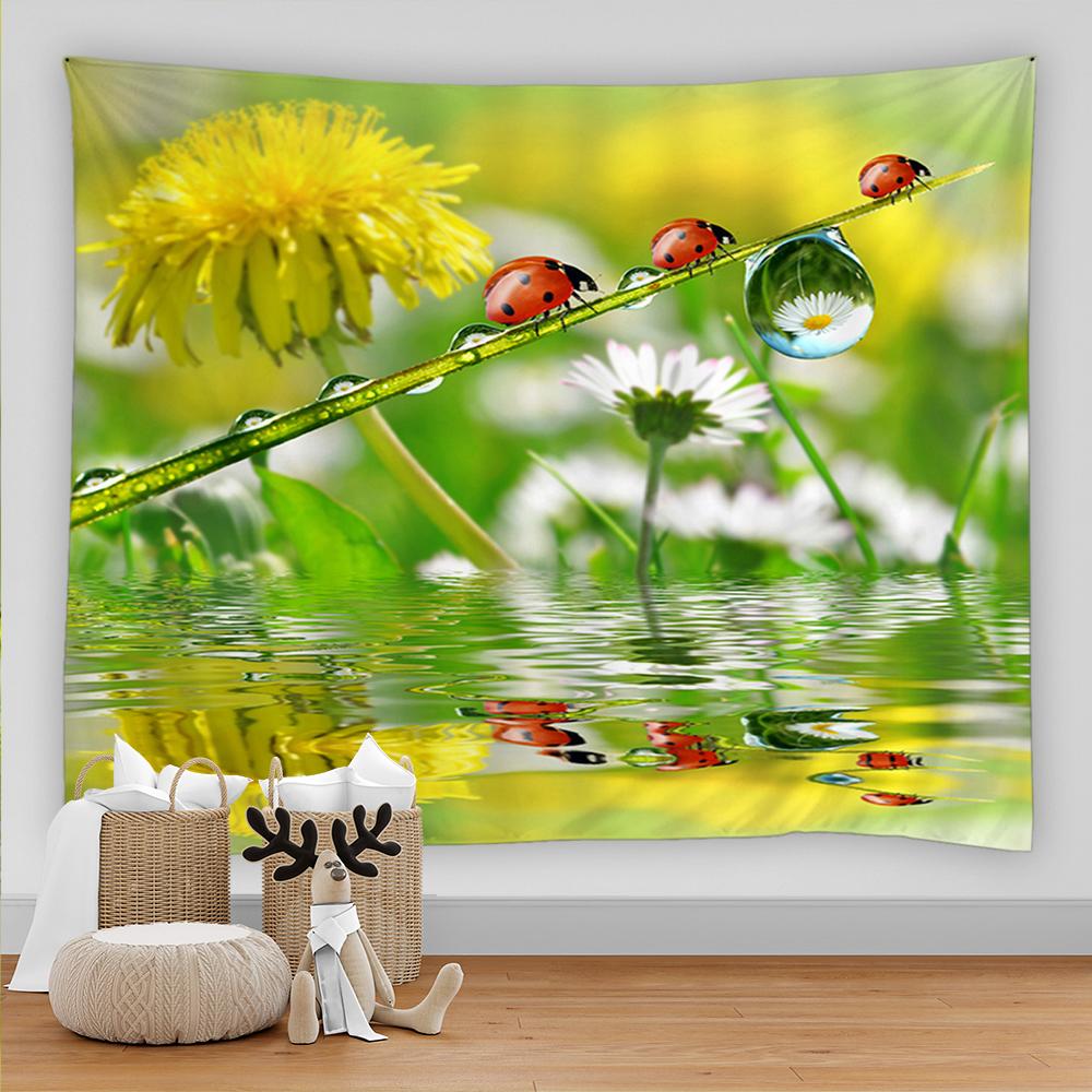 Peony Flower Tapestry Kawaii Wall Decor Home Bedroom Background Art Room Decor Carpet Living Room Tapestry