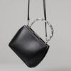 New Bamboo Bag Imported First-layer Cowhide Silver Handle Modern Frog Mouth Bag Premium Sense Portable Shoulder Dinner Bag