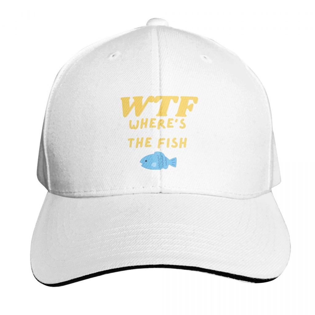 WTF Fishing Wheres The Fish Baseball Cap Streetwear Hip Hop Trendy Vintage Retro Embroidered Lightweight Packable