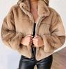 Women's Autumn/Winter Rabbit Hair Faux Fur Zipper Cardigan Coat
