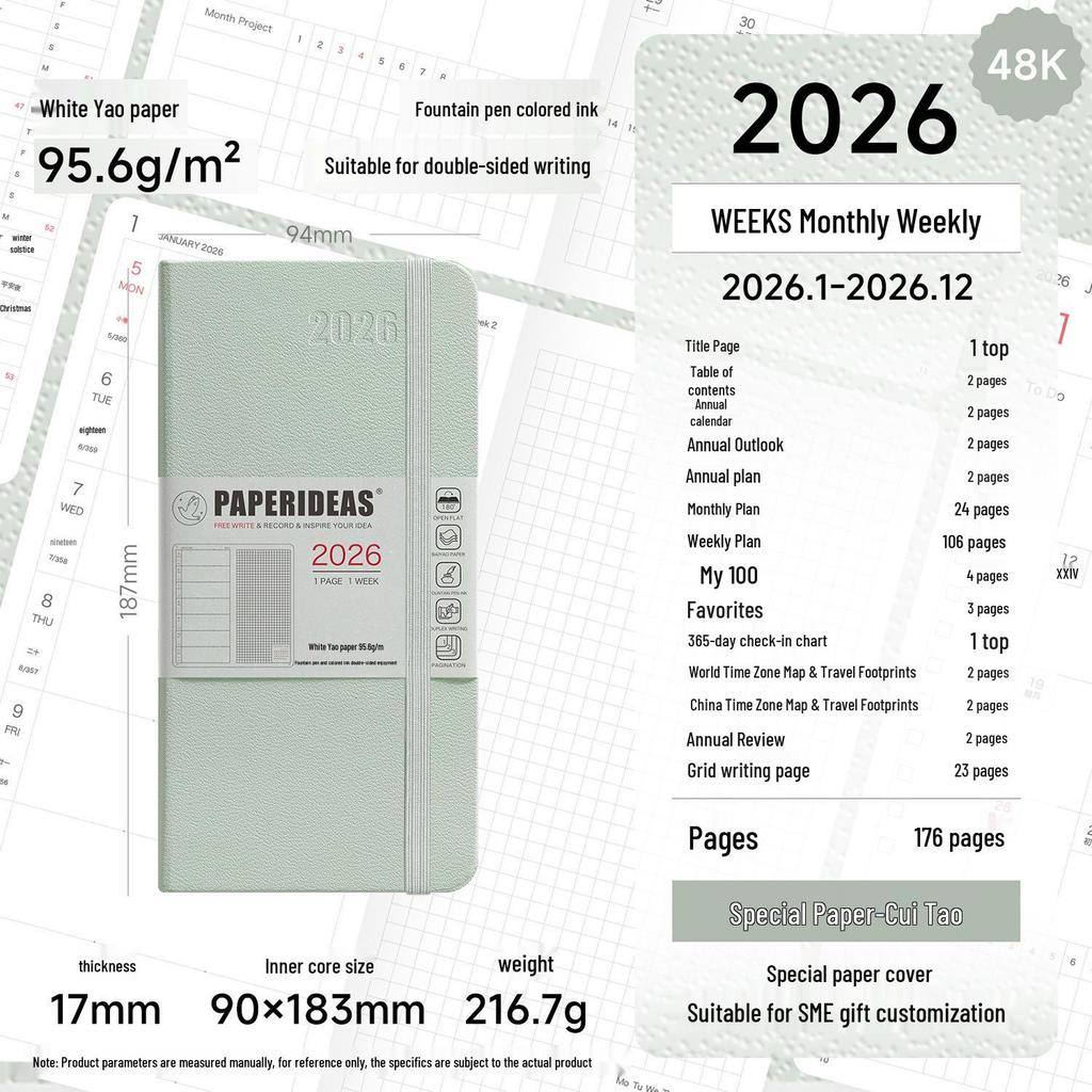 Paperideas 2026 Weekly Pocket Planner: Hardcover, Special Paper, Simple Agenda