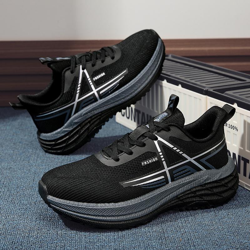 Men's shoes breathable mesh wear-resistant outsole casual sports popcorn shock absorption student running shoes simple