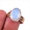 Кольцо из двухцветного серебра 925 пробы с натуральным радужным лунным камнем, размер 9 D8v30