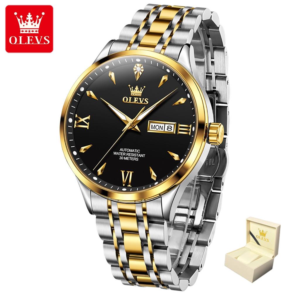 OLEVS Men's Watch Automatic Mechanical Watch Simple Luminous Double Calendar High-end Watch
