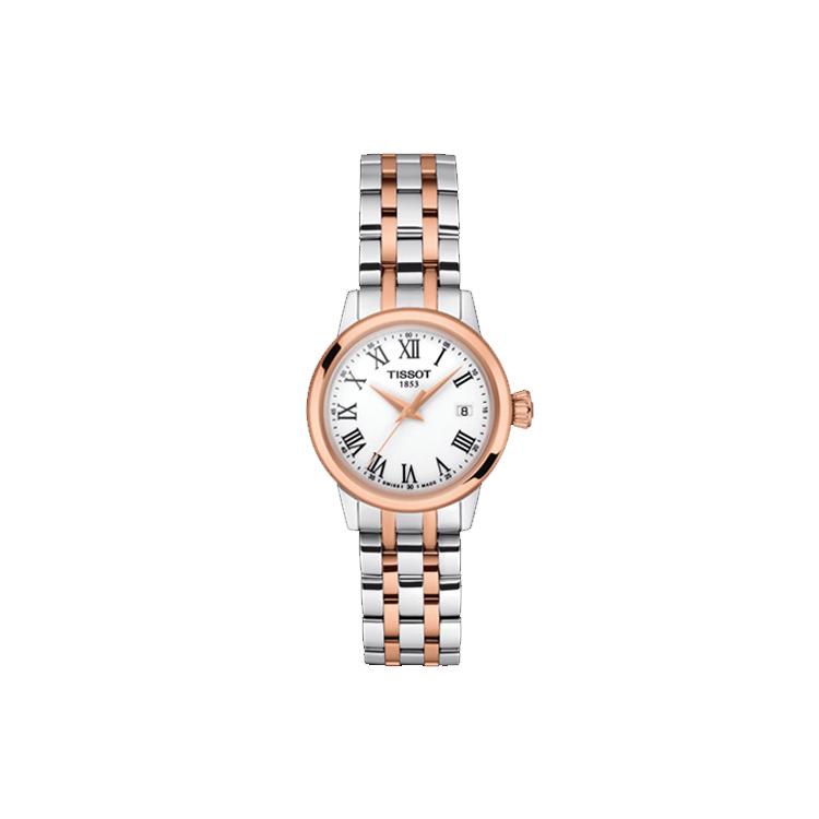Tissot Кварцевый Механизм 50 метров Водонепроницаемость Женские Часы 28мм Белый Циферблат Корпус из Нержавеющей Стали T129.210.22.013.00
