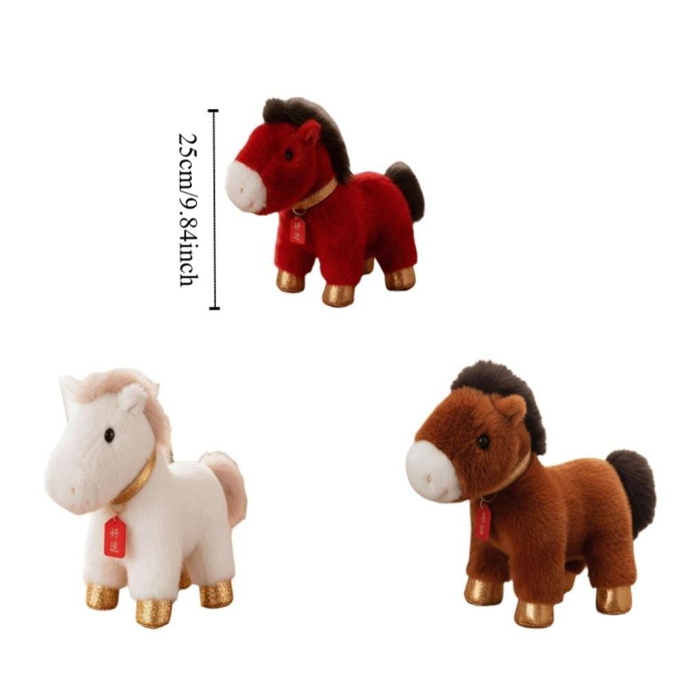 Soft Stuffed Horse Doll 25cm Zodiac Pony Figurine Good Luck Horse Plush Doll Home