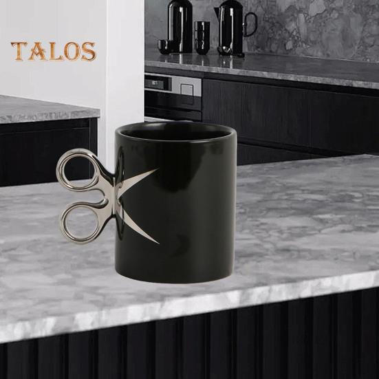 Керамическая кружка с ручкой в виде ножниц 350 мл, новинка, парикмахерская, чайная кружка для кофе, подарочная кружка с разноцветной глазурью