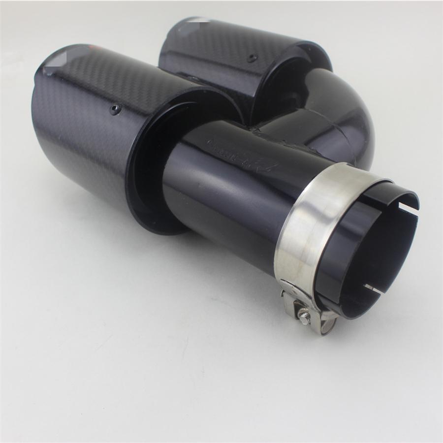 63мм Вход 89мм Выход Настоящий Карбон Двойной Выхлопной Наконечник Черный