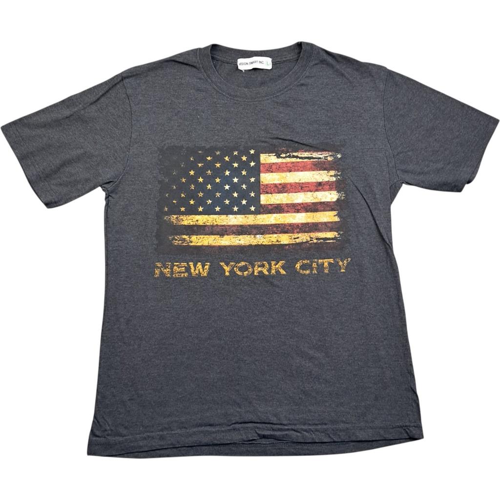 Vision Smart T Shirt Large Men's Blue Cotton Outdoor Graphic New York City Unisex T-Shirt