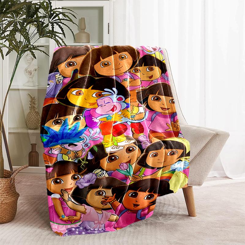 1pc Blanket D-Doras The Explorer Print Design, Lightweight Blanket for Sofa, Bed- Soft &Warm, Gift for All Seasons like Christmas, Halloween
