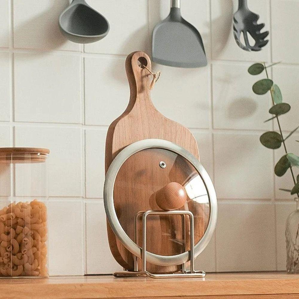 2 Sectional Cutting Board Holder Stainless Steel Chopping Board Organizer Kitchen Storage Rack