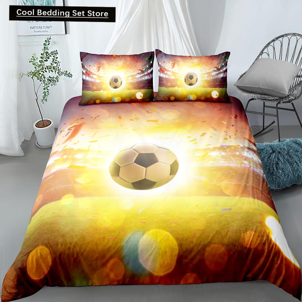 Футбольный Постельный Комплект С Принтом Наволочка Пододеяльник Футбольные Пододеяльники Домашний Текстиль Размер Квин Кинг Спортивная Тематика Пододеяльник