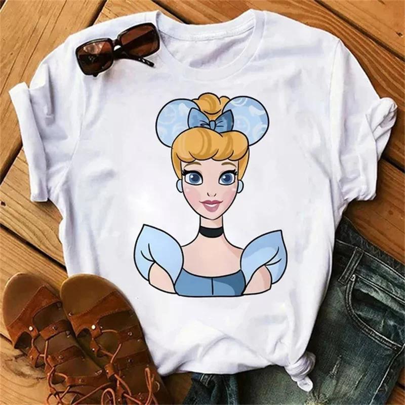 Unisex Snow White Princess T-shirt Cute Cartoon The Princesses White Tops Tshirt Streetwear T Shirts Clothes