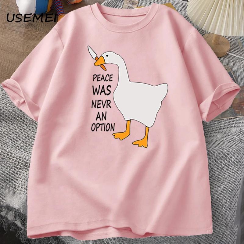 Футболки Goose Peace Was Never An Option для мужчин и женщин, летние, хлопковые, модные, для отдыха, крутые, мужская одежда, футболка с коротким рукавом