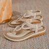 Женские летние сандалии в стиле бохо, повседневные удобные шлепанцы, пляжная обувь, эластичные сандалии на плоской подошве с Т-образным ремешком и щиколоткой