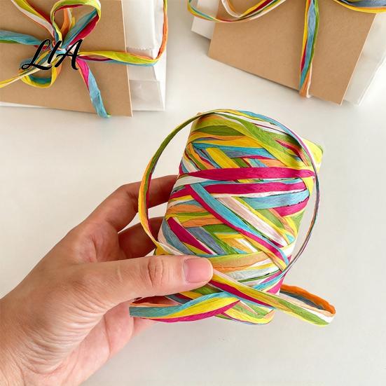 Eco Friendly Craft Rope for DIY Projects Colorful Raffia Packaging String, Flexible Paper Twine Floral Bundling String Party Favors Rope, Multi-color