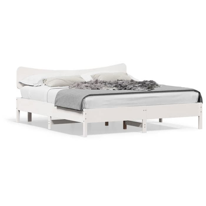 VidaXL Cadre de lit sans matelas blanc 180x200 cm bois massif de pin, lit, meuble de chambre à coucher, lit en bois, lit 3328224