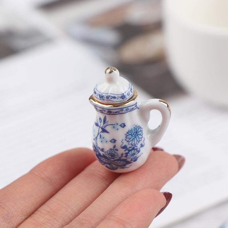 15Pcs 1:12 Dollhouse Miniature Tableware Porcelain Ceramic Tea Cup Set