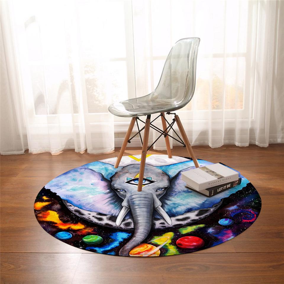 Круглый ковер Moon Kids, черный ковер для спальни, коврики с белой лисой, противоскользящие коврики Planet, коврики для домашнего декора, напольные коврики