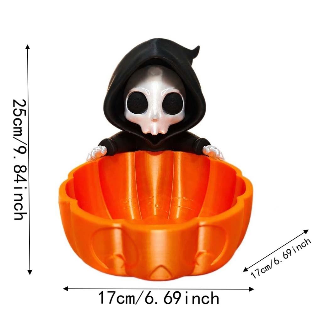 Orange Grim Reaper Candy Bowl Lightweight PLA Desktop Organizer Gothic Lovers