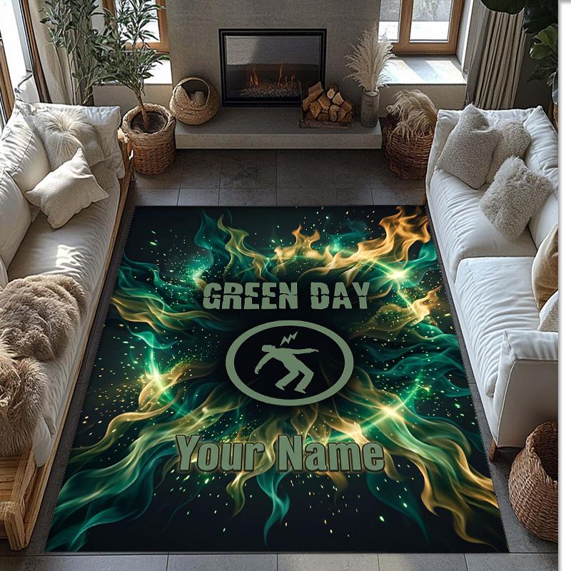 Коврик Green Day из Хрустального Велюра, Персонализированный Нескользящий Коврик для Пола с Текстом имени на Заказ для Декора Дома Подарок
