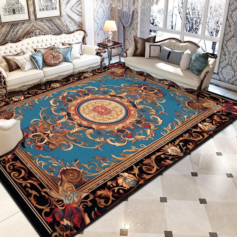 Персидские Роскошные Большие Ковры для Гостиной Черный Принт Декор Моющиеся Складные Коврики Спальня Прикроватный Нескользящий Напольный Коврик