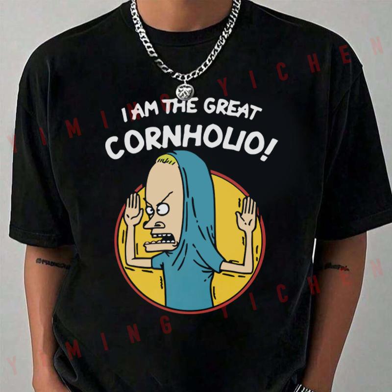 Beavis And Butthead I Am The Great Cornhole! T-Shirt Moto Riders Summer Men's Casual O-Neck Top