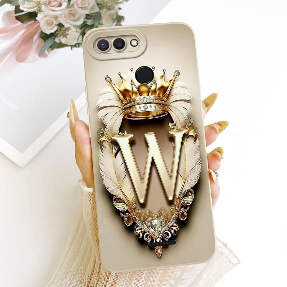 Cover For Redmi 6 Case Luxury A-Z Letters Fashion Crown 2D Painted Silicone Phone Casing M1804C3DG M1804C3DH M1804C3DI