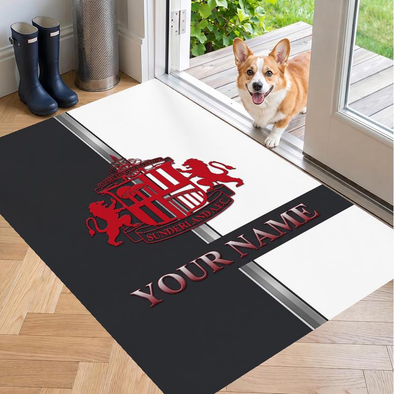 Custom Name Sunderland Crystal Velvet Floor Rug Personalized Text Soft Carpet Home Decor