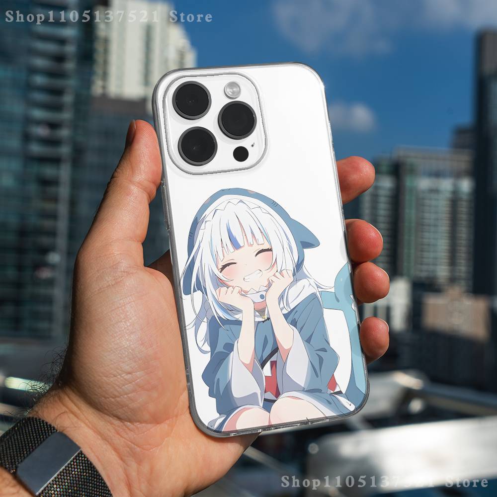 Cute Girl gawr gura Phone Case For iPhone 17,16,15,14,13,12,11 Pro,Max,Plus,X,XS,XR,SE4,E Mini Transparent Soft Cover