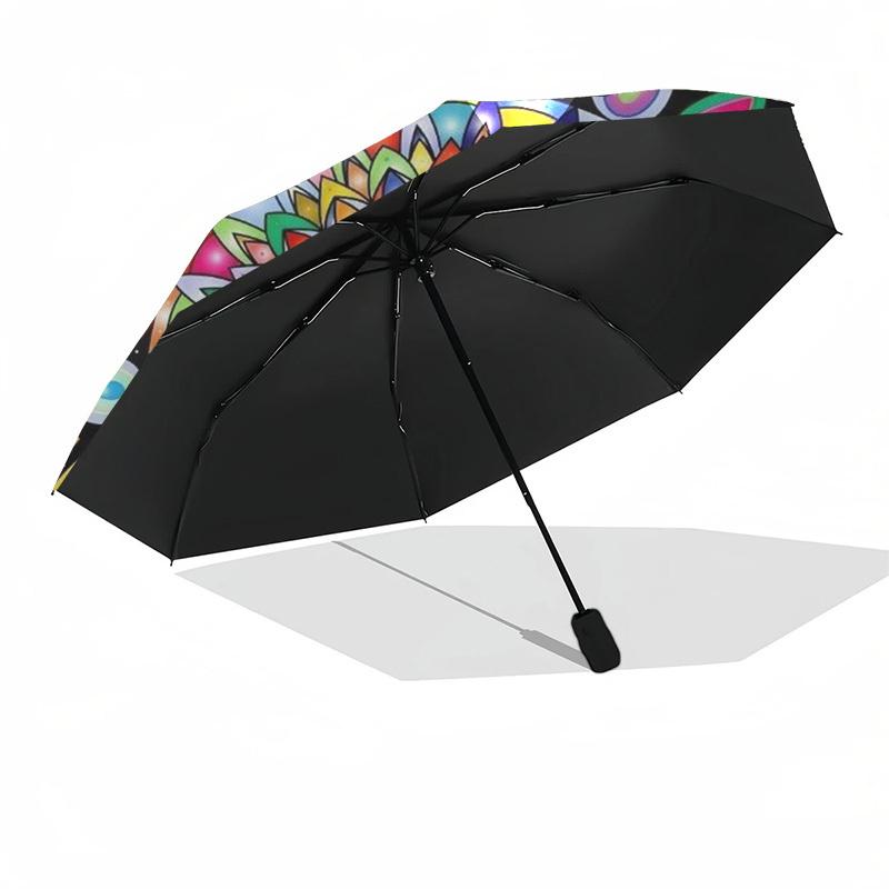 1pc Mandala, Symmetry, Colorful Umbrella with Plastic Handle,Compact & Stylish,Suitable for All Seasons YS331030
