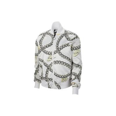 Спортивная куртка из синтетического наполнителя с принтом и воротником-стойкой, теплая хлопковая женская куртка белого цвета CI9997-100