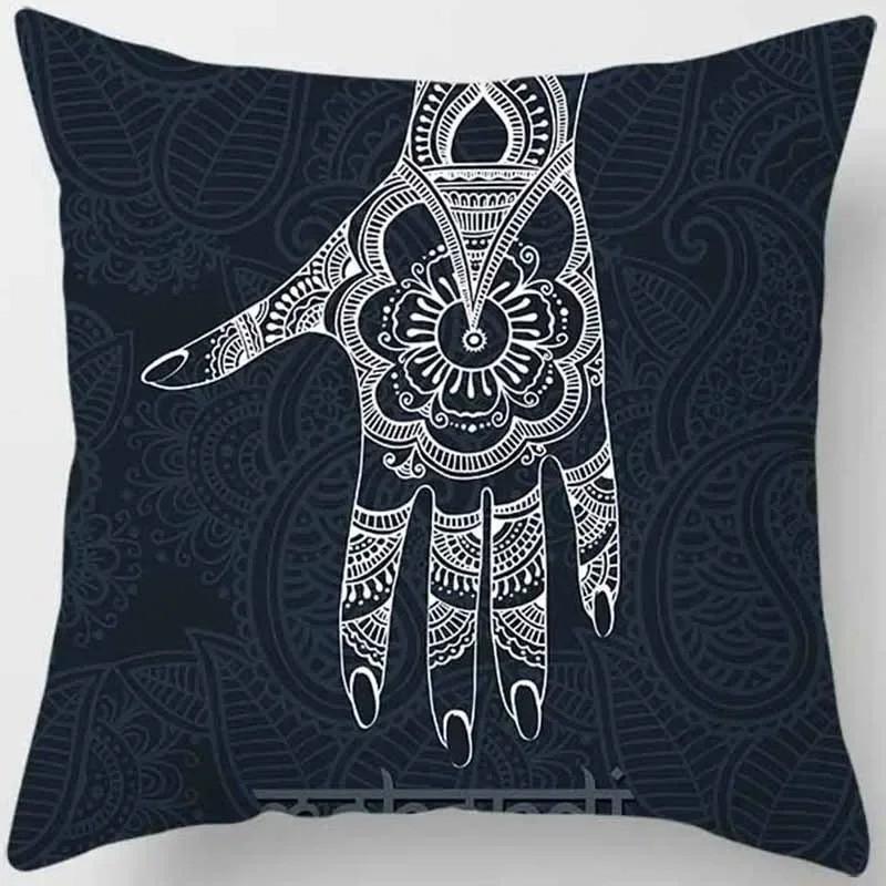 Exotic Hand Elephant Woman Mandala Pillows Pattern Cushion Cover Suitable For Sofa Bedroom Car Pillow Cover