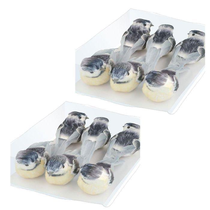 12 mésanges décoratives en papier sur pince