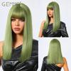 Зеленый синтетический парик для косплея с челкой, прямые парики средней длины для женщин, парик из натуральных волос на Хэллоуин, термостойкий