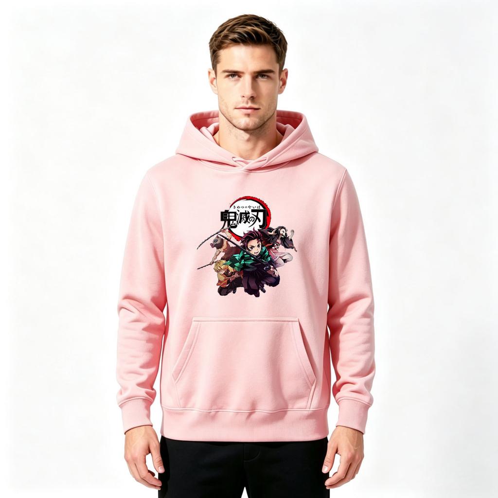 Men Anime Print Pullover Hoodie Casual Long Sleeve Sweatshirt for Adults