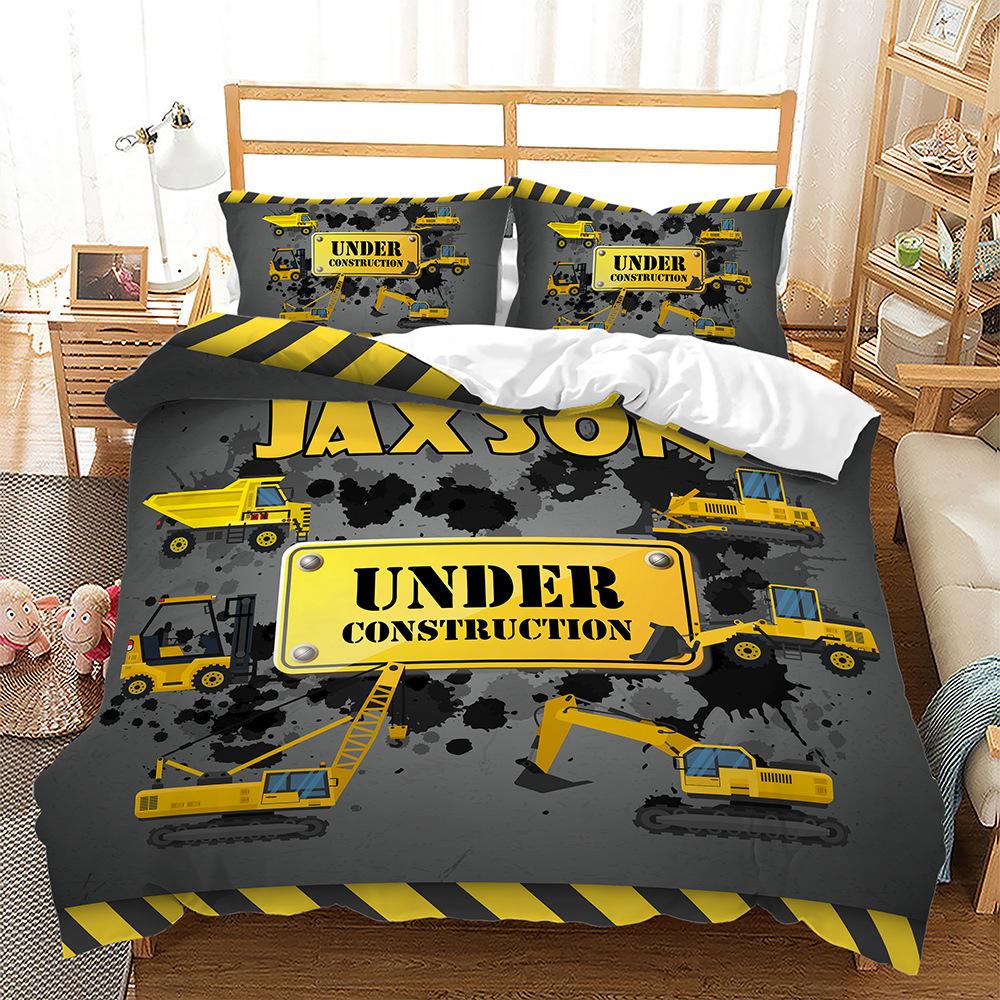 Cartoon Car Rv Quilt Cover Three-Piece Bedding