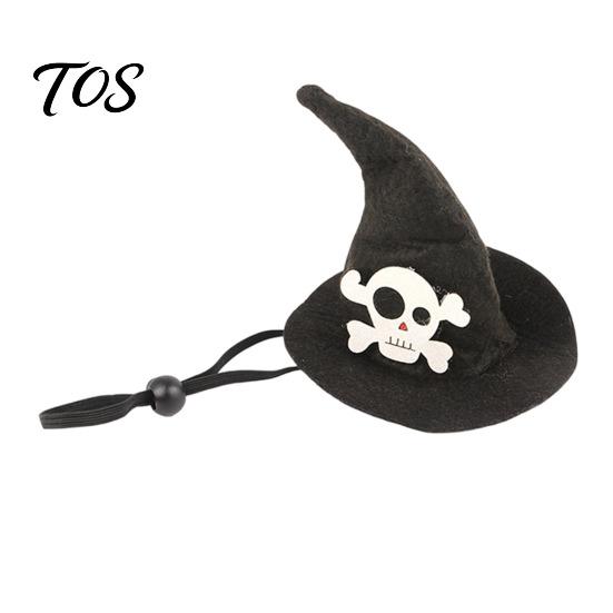 Cat Halloween Costume Accessory Witch Hat, Fun Pet Hat with Adjustable Elastic Strap, Cartoon Bat Themed Ghost Pumpkin Skull for Cats Small