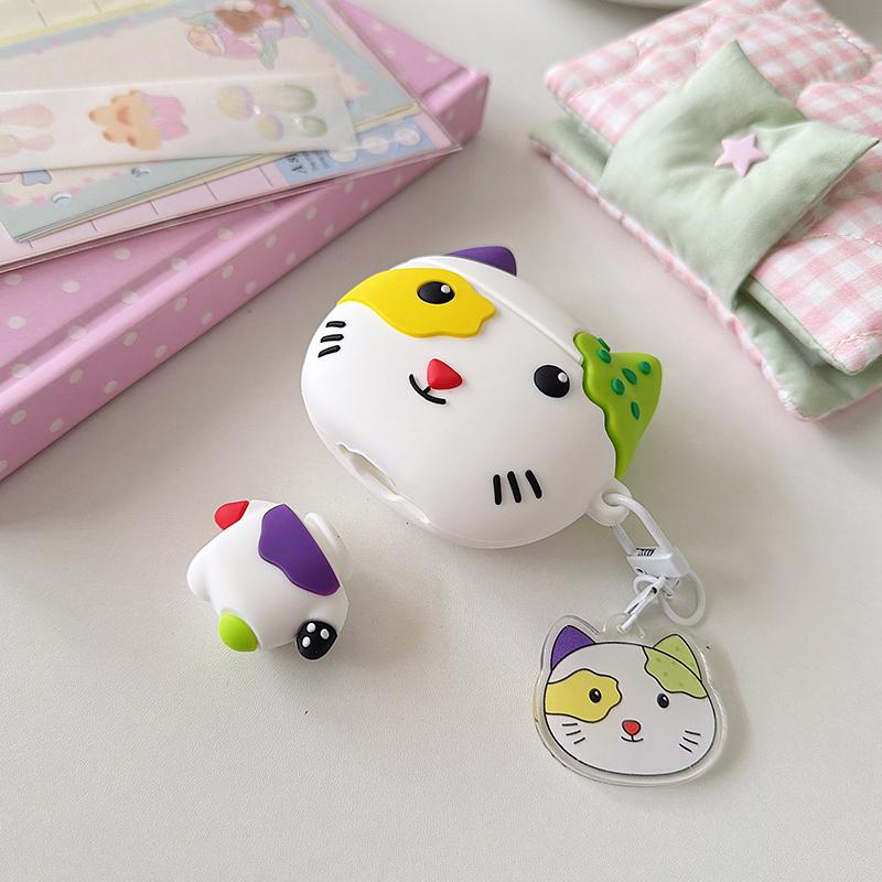 Kawaii Cartoon Cat Earphone Case For Apple Airpods Pro 3/2 4 Cover with Charm Silicone Cute Headphone Cases For Airpod 4 Funda