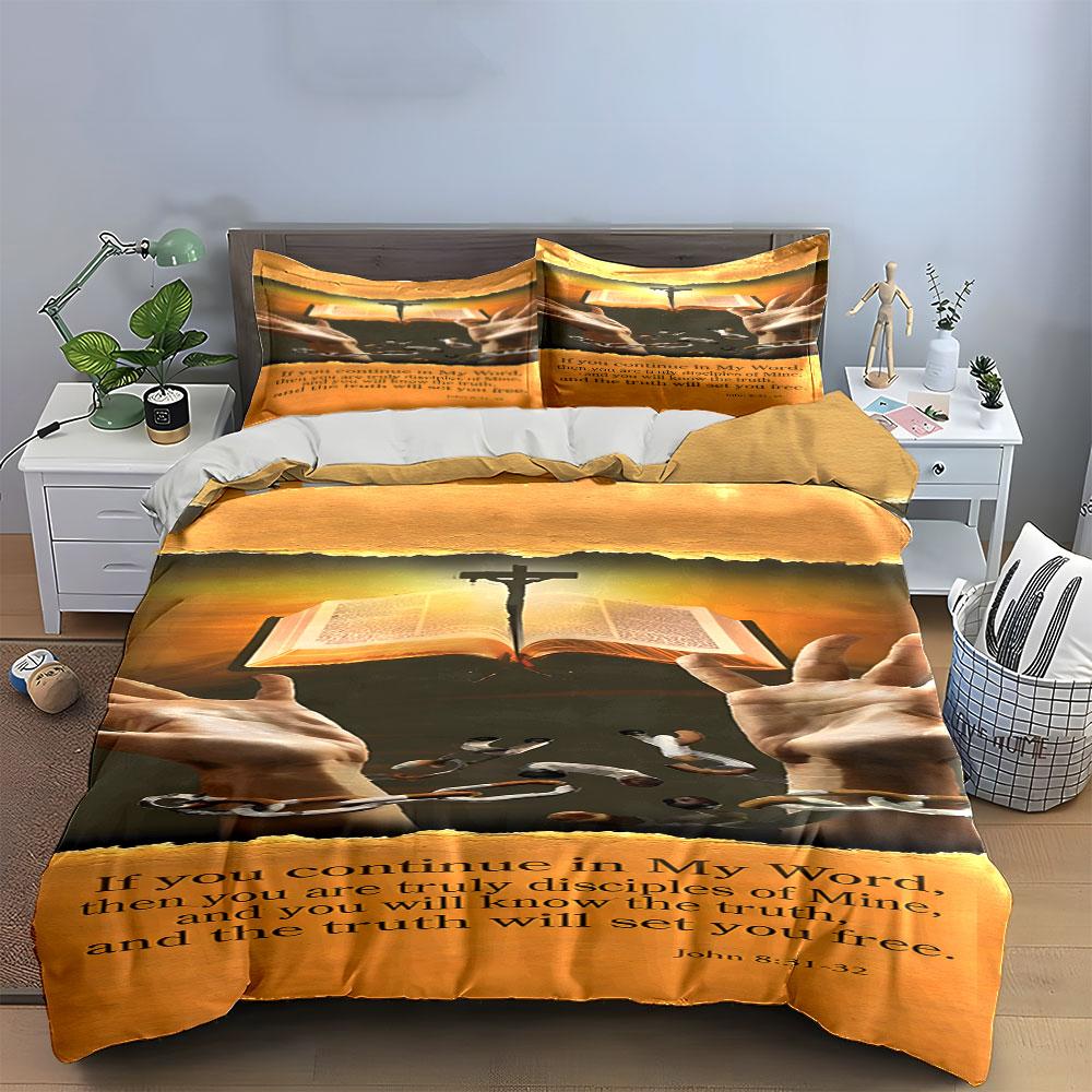 Open Bible, cross, hands. Bedding sets Duvet cover sets Duvet covers Pillowcases(1 * Duvet Cover 2 * Pillowcases without duvet insert)