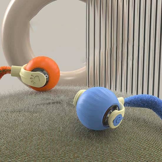 Интерактивная игрушка-мяч для кошек, перезаряжаемый через USB, автоматический движущийся мяч с плюшевым хвостом, умная головоломка для домашних животных для занятий спортом в помещении, снятия стресса