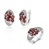 925 Sterling Silver Natural Garnet Gemstones Clasp Earrings & Ring Set Luxury Jewelry for Women & Ladies Wedding,Anniversary & Festival Wear Gift
