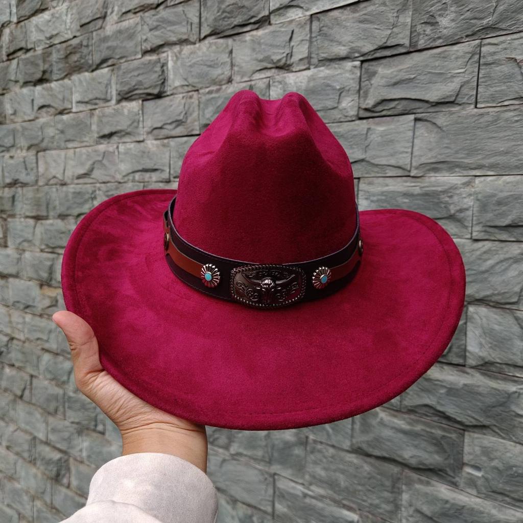 Замшевая шляпа Fedora Ковбойские шляпы в стиле вестерн Замшевая ковбойская шляпа в стиле вестерн Мужская и женская ковбойская шляпа с большими полями с каплевидным верхом