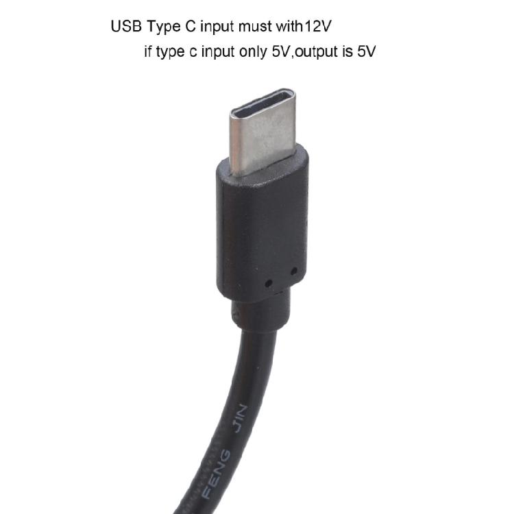 Кабель-адаптер USB Type C на DC5.5x2.1мм 12В, поддерживающий выход 3А, удобный для переноски, для гаджетов, таких как вентилятор и светильники, 1 м