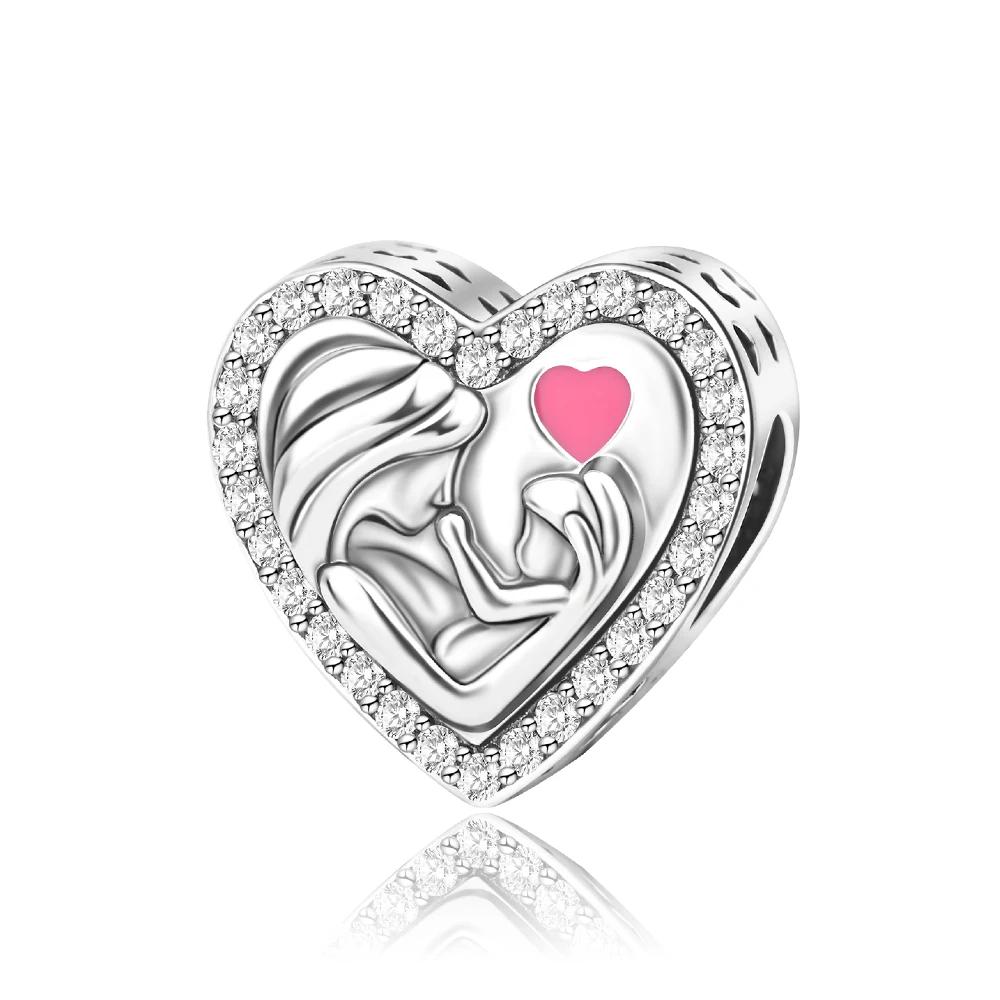 copper Heart Shaped Warm Family Love Mother Pendant Baby Feet Pacifier Charm Bead Charms Bead Charms Compatible With Bracelets Jewellery Gift