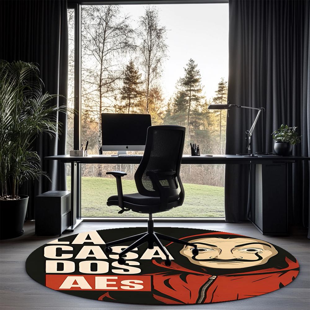 La Casa De Papel Printed Round Rug Carpet Chair Rug Area Rug Entryway Doormats,for Office Chair Living Room Bedroom Kitchen Room.