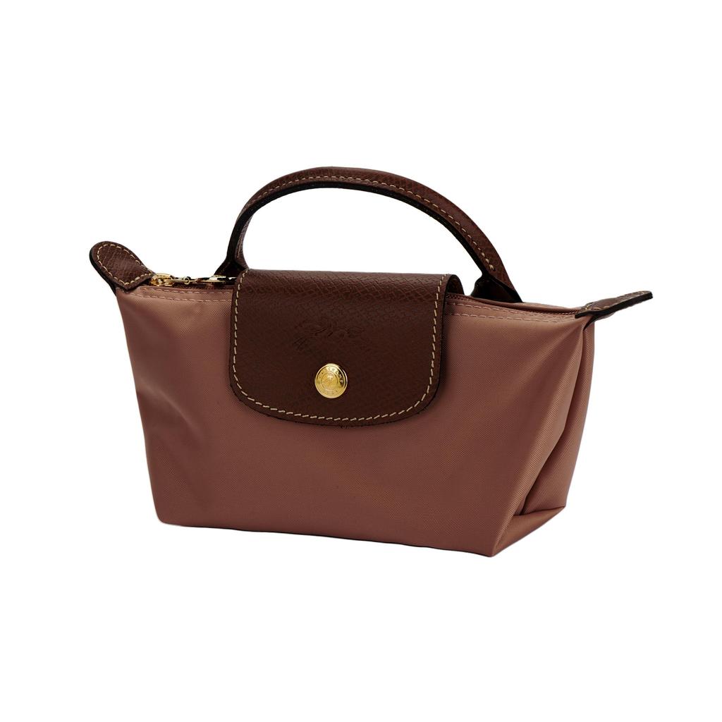 Longchamp Le Pliage 17 Логотип бренда Застежка-молния Нейлон Сумка-тоут формы пельменя Женские сумки-тоут Розовый чай 34175089P96