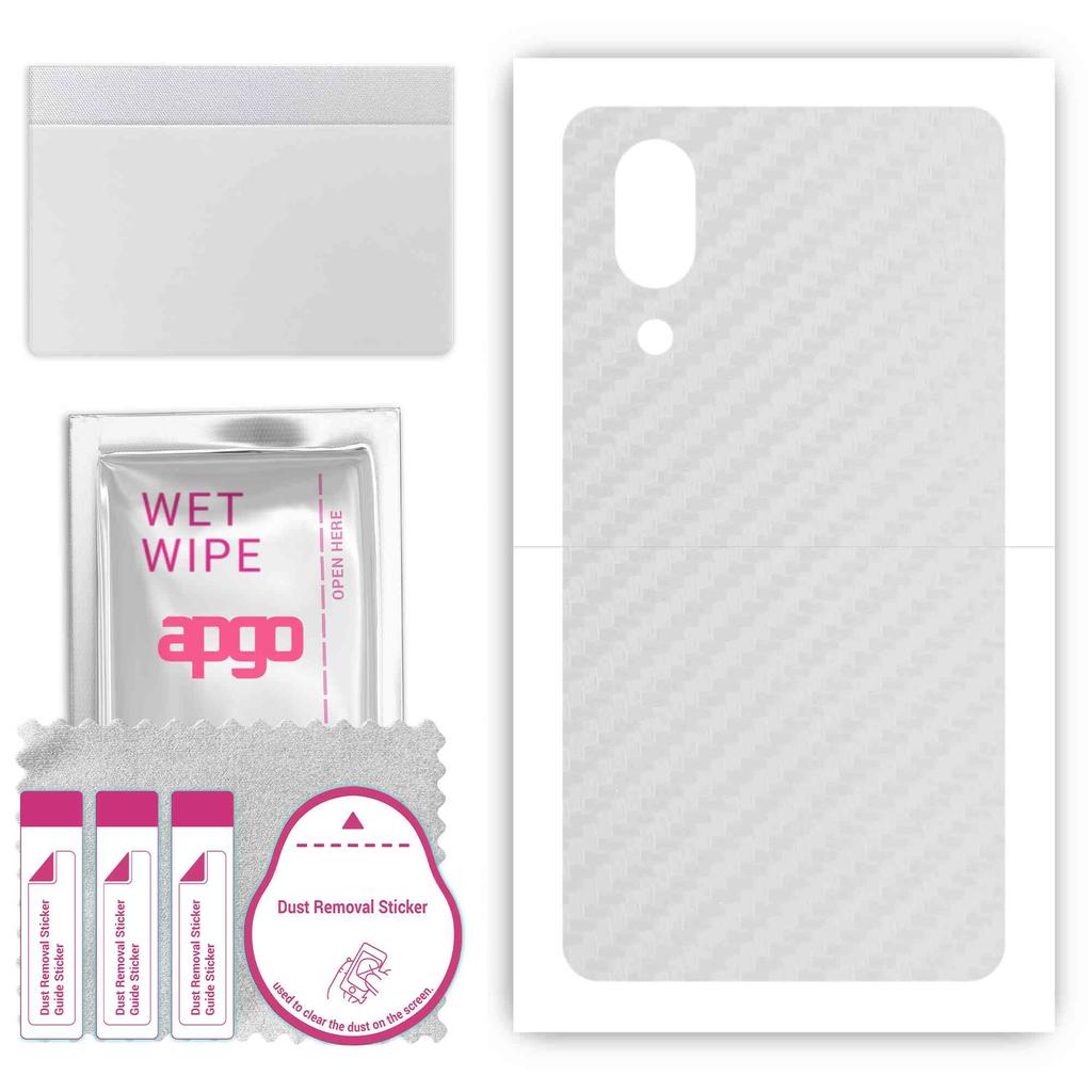 apgo Protective Skin Sticker for the Back Compatible with Sharp Aquos S2, Wrap Film, Foil, Vinyl - Pattern Transparent Carbon