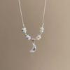 Aesthetic Colorful Rhinestone Star Pendant Silver Color Pearl Necklace for Women Beaded Neck Chain Jewelry Accessories