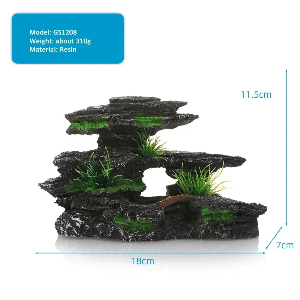 15 Type Decorative Rocks Aquarium Fish Tank Accessories Resin Rockery Aquarium Decor Fish Hiding Hole Rock for Fish Tank